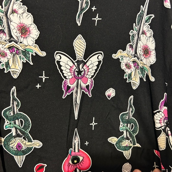 Hell bunny Floral Black Button-Up Dress - Picture 3 of 4